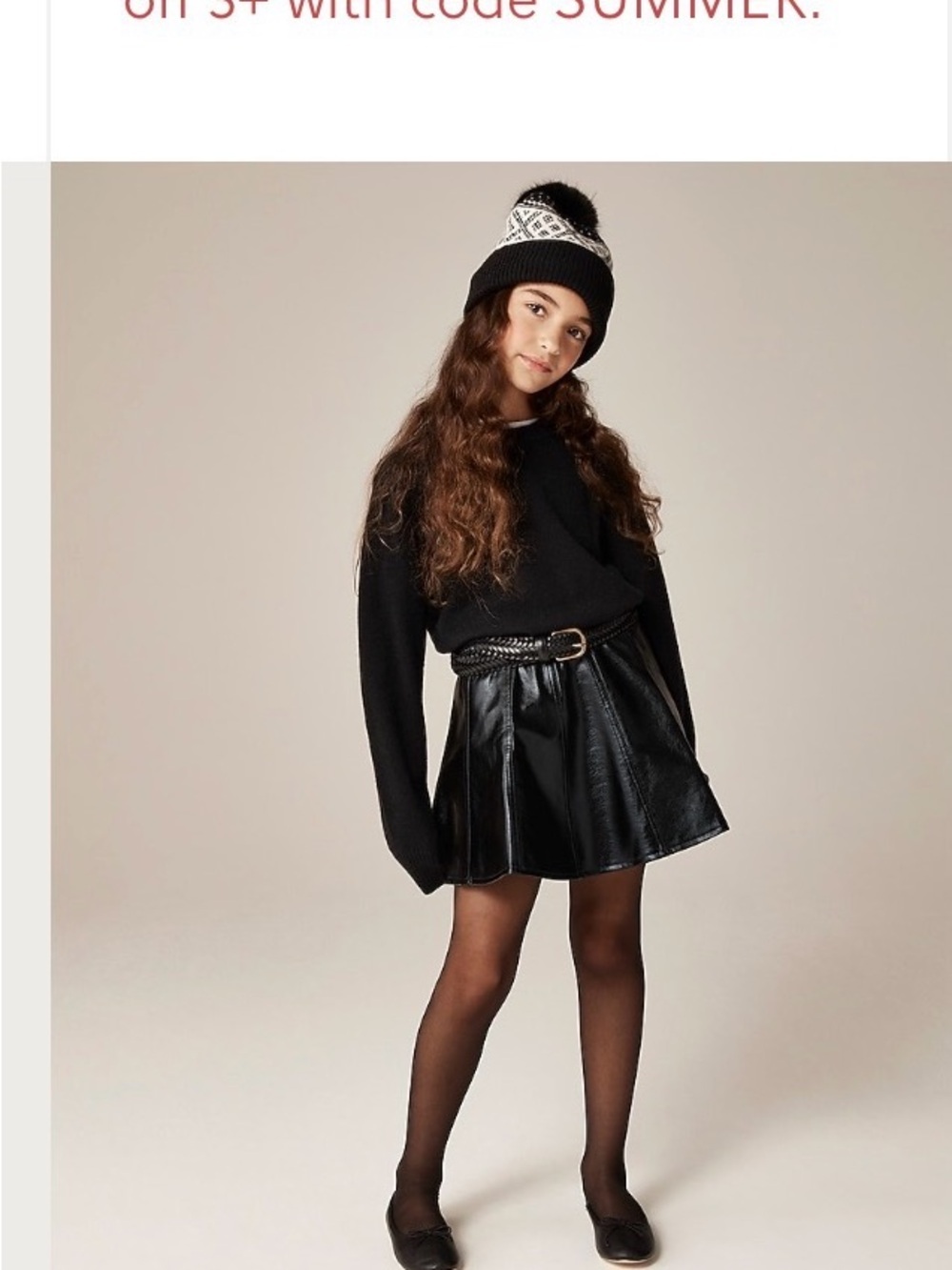 Crewcuts Black Faux Leather Pleated Skirt